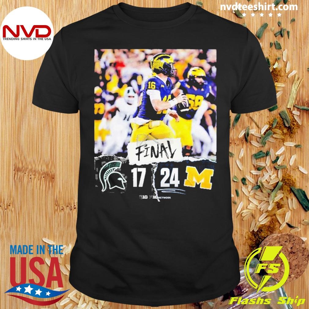 Michigan Wolverines Win 24 17 Michigan State Spartans 2024 Big Ten Champions Final Score Shirt