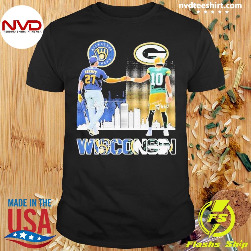 Milwaukee Brewers 2024 Willy Adames Green Bay Packers Jordan Love Shirt