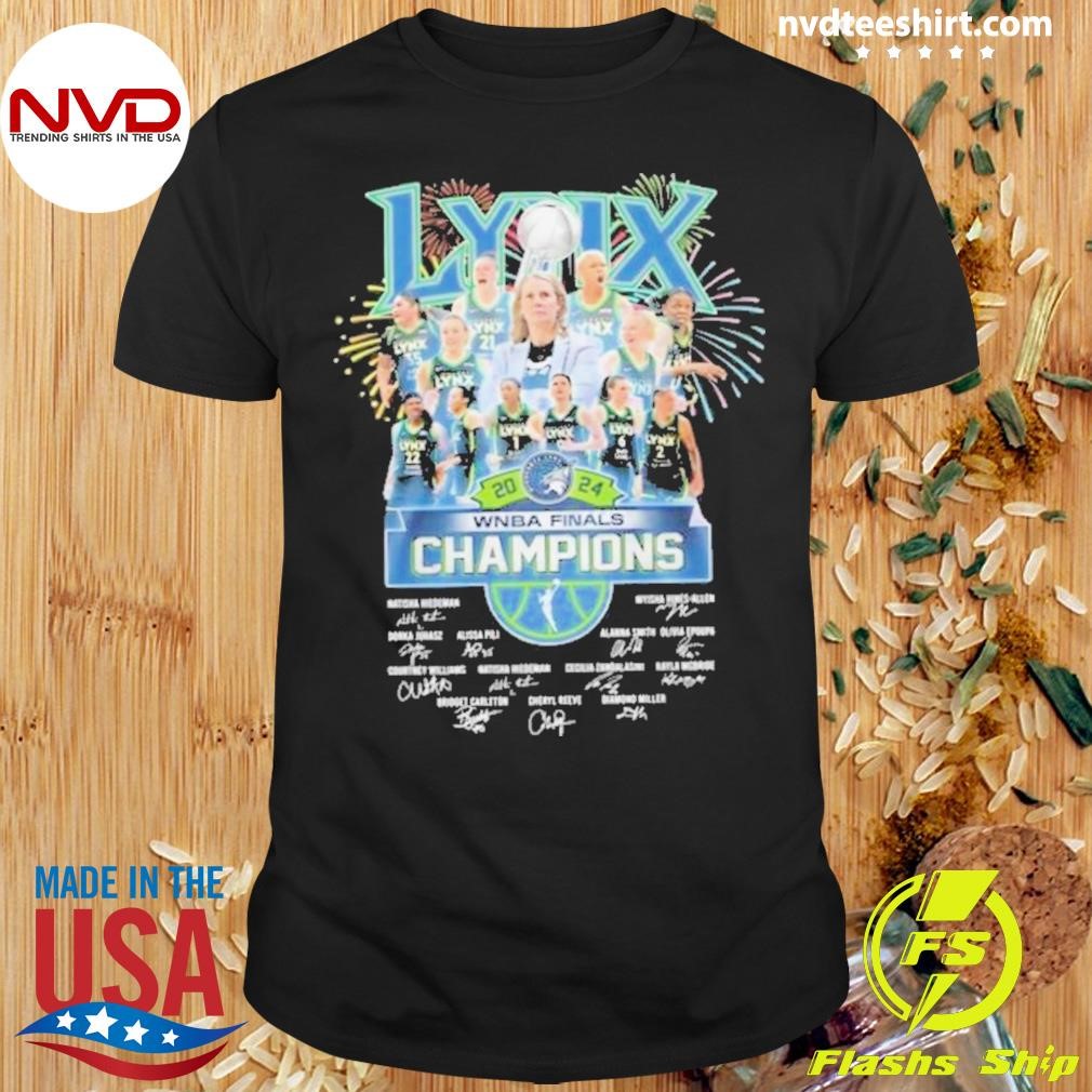 Minnesota Lynx 2024 Wnba Finals Champions Celebrating Signatures Shirt