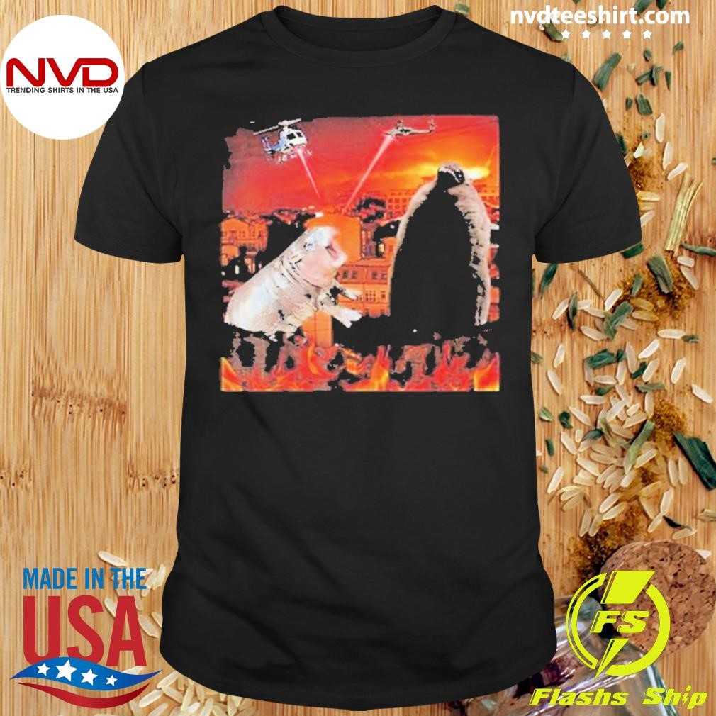 Moo Deng And Pesto Battle Destroy City Fire Scene 2024 Shirt