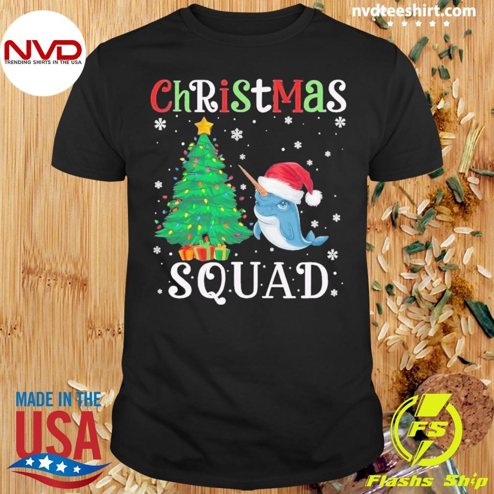 Narwhal Squad Boys Girls Kids Christmas Tree 2024 Shirt