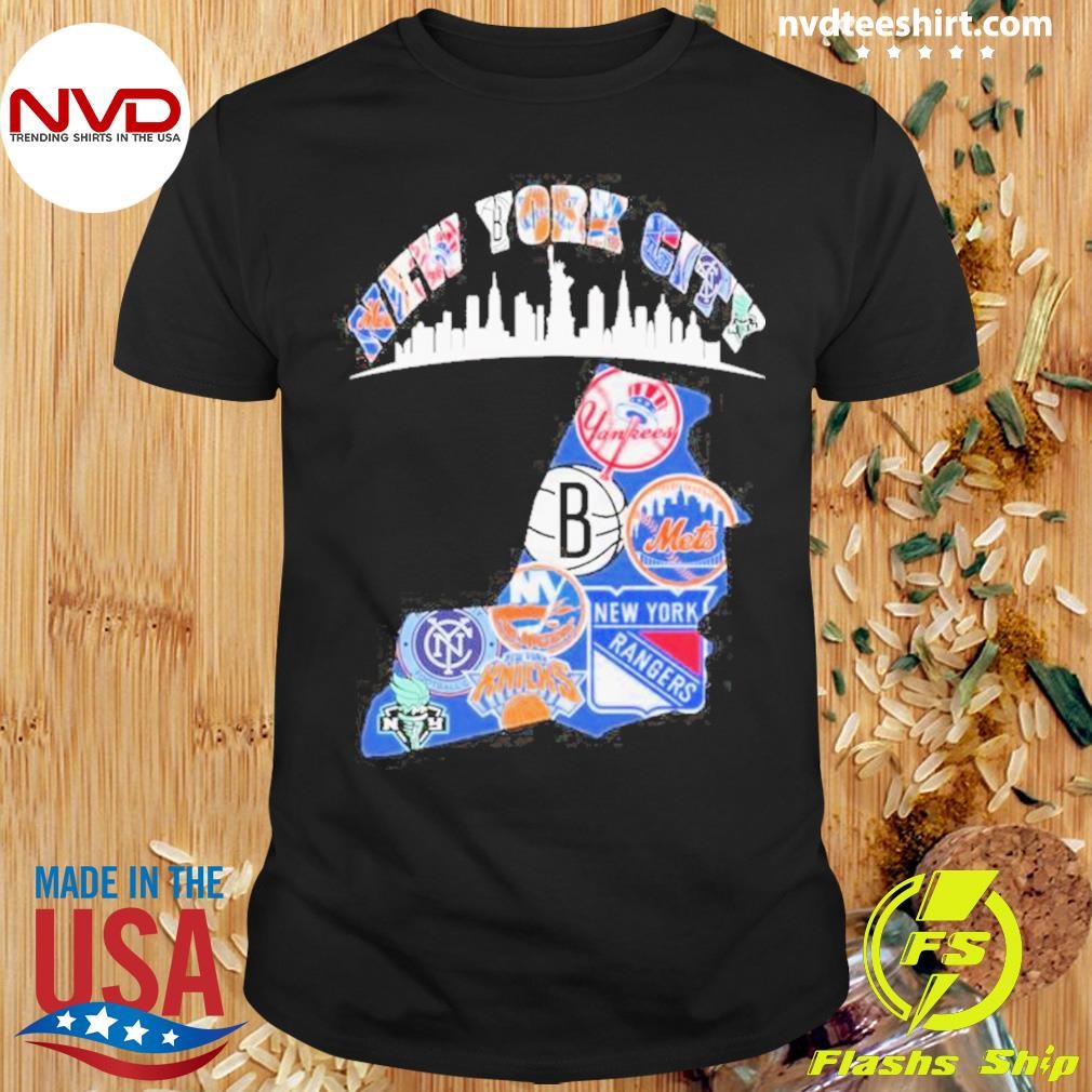 New York City Sports Teams New York Skyline Map 2024 Shirt