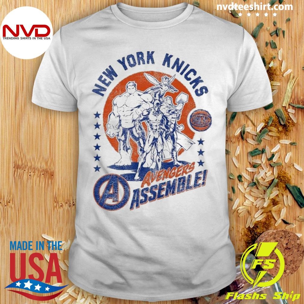 New York Knicks Youth Nba X Marvel Avengers Squad 2024 Shirt