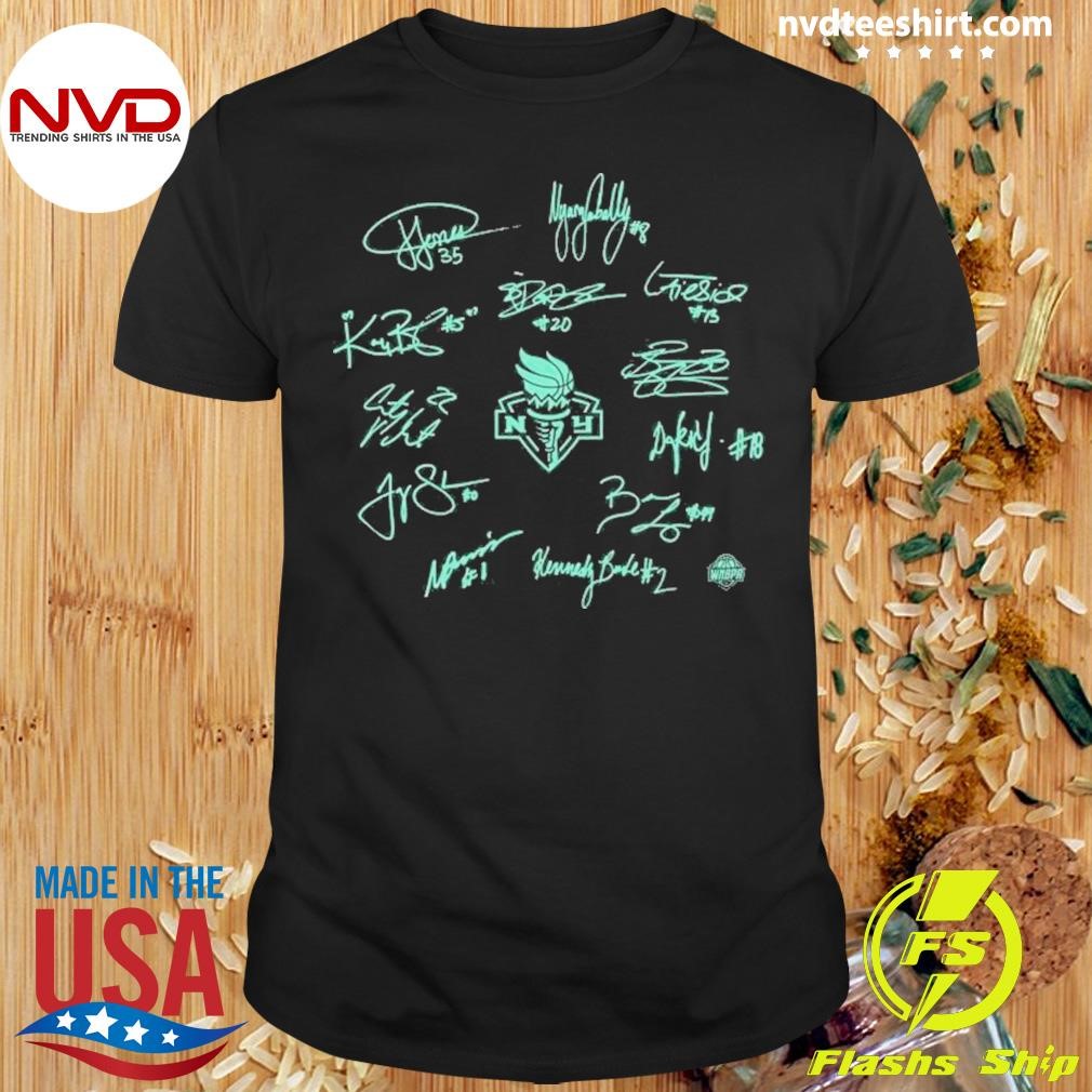 New York Liberty 2024 Wnba Finals Champions History Made Roster Signatures Shirt