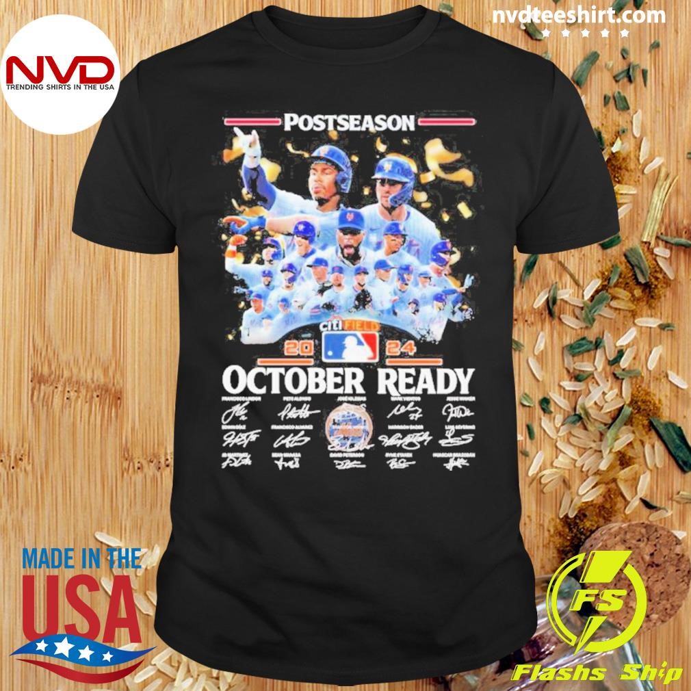 New York Mets Postseason Citi Field 2024 October Ready Signatures Shirt