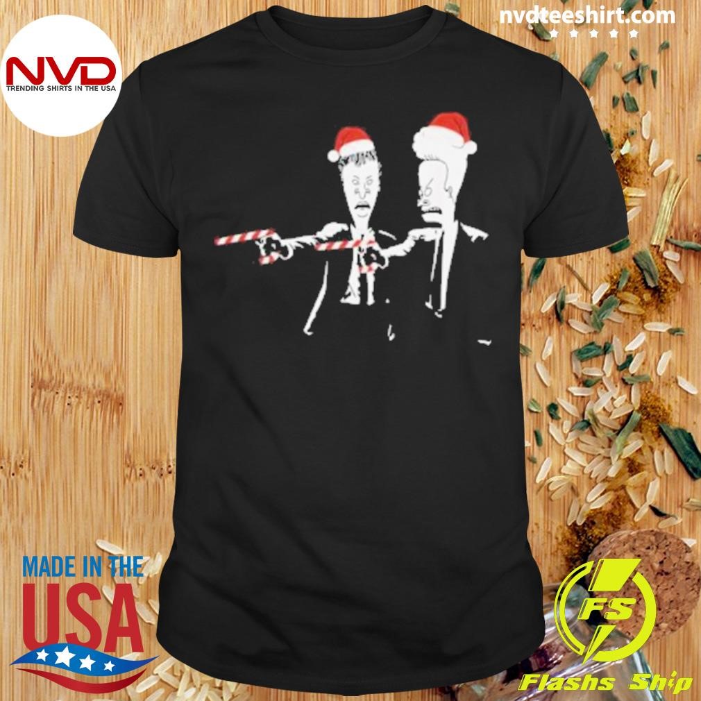 Nice Beavis And Butthead Pulp Fiction Merry Christmas 2024 T-shirt