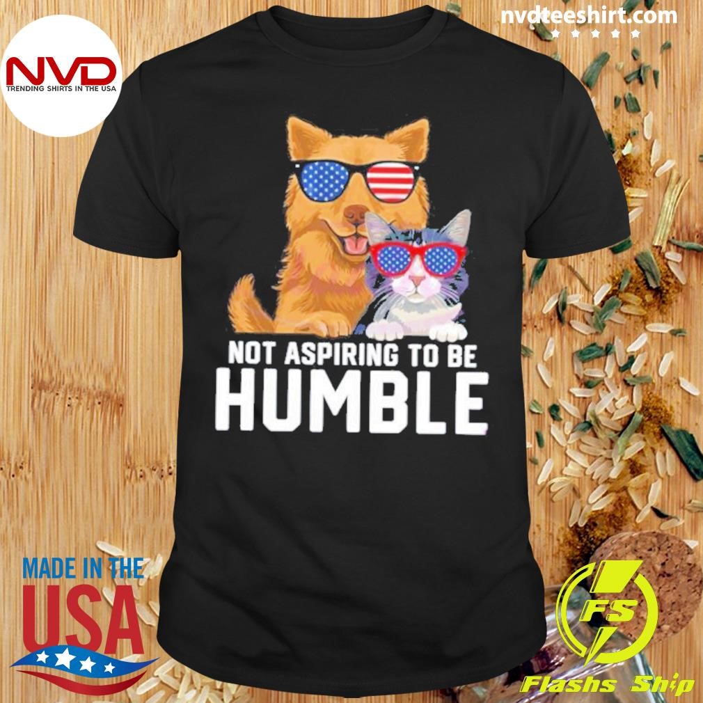 Not Aspiring To Be Humble Feminist Harris Walz 2024 Dog And Cat Shirt