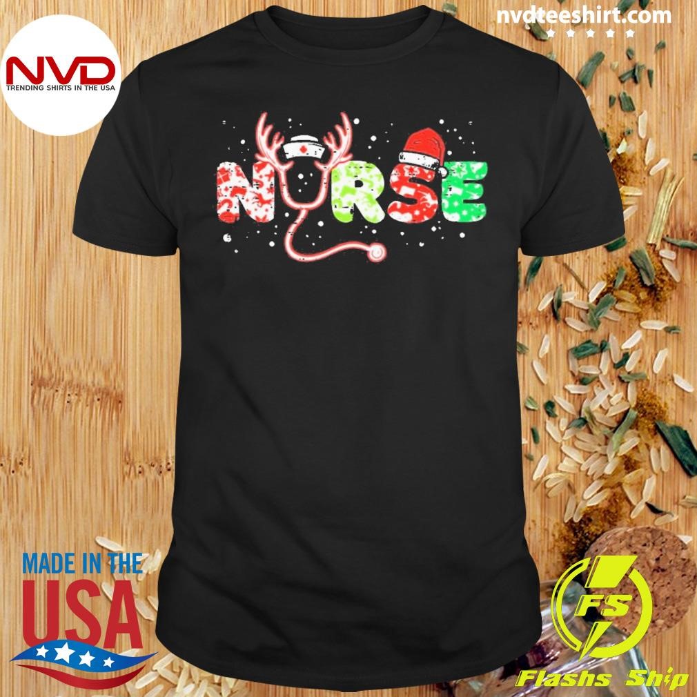 Nurse Christmas Stethoscope Nurses Xmas Scrub 2024 Shirt