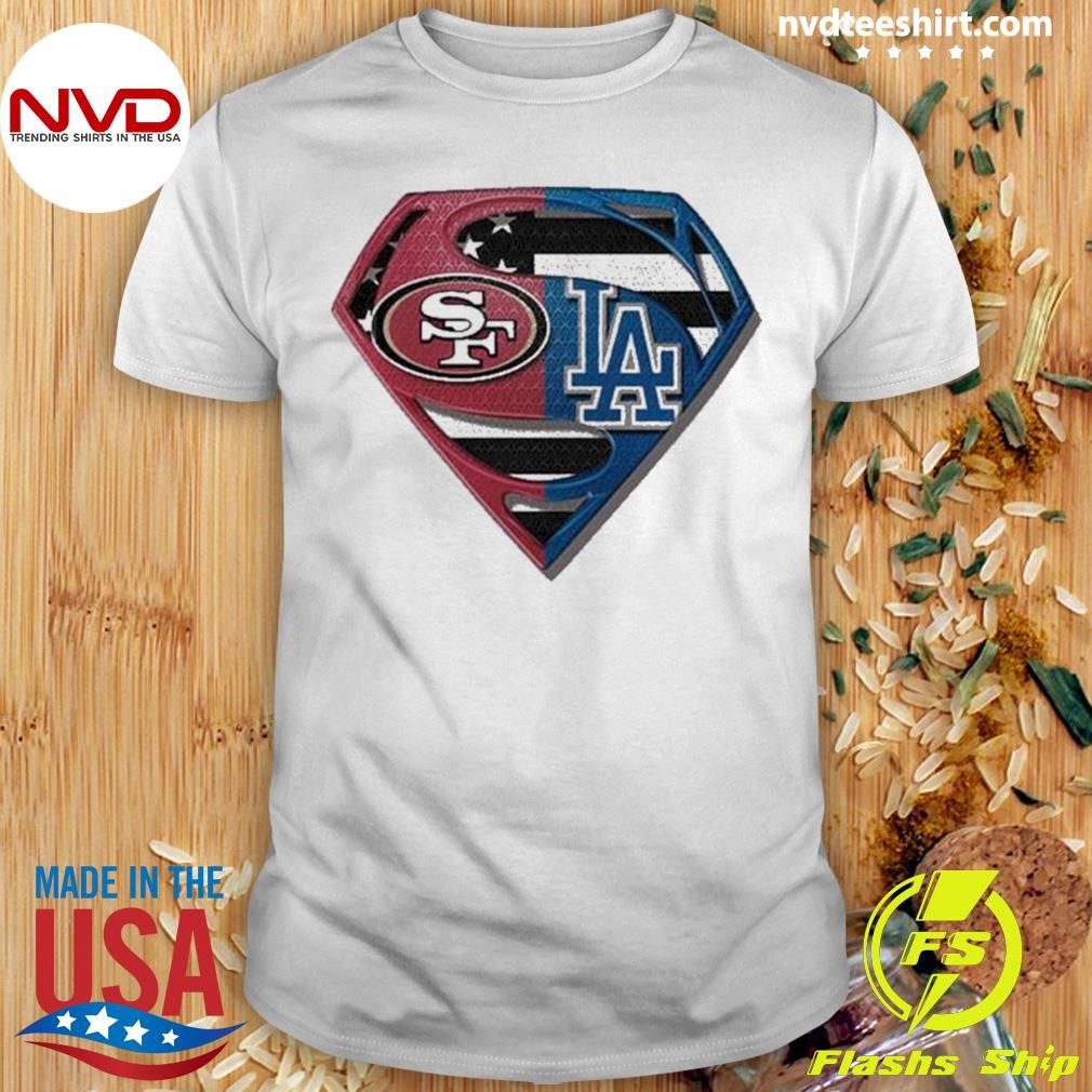 Original San Francisco 49ers And Los Angeles Dodgers Superman Logo T-shirt