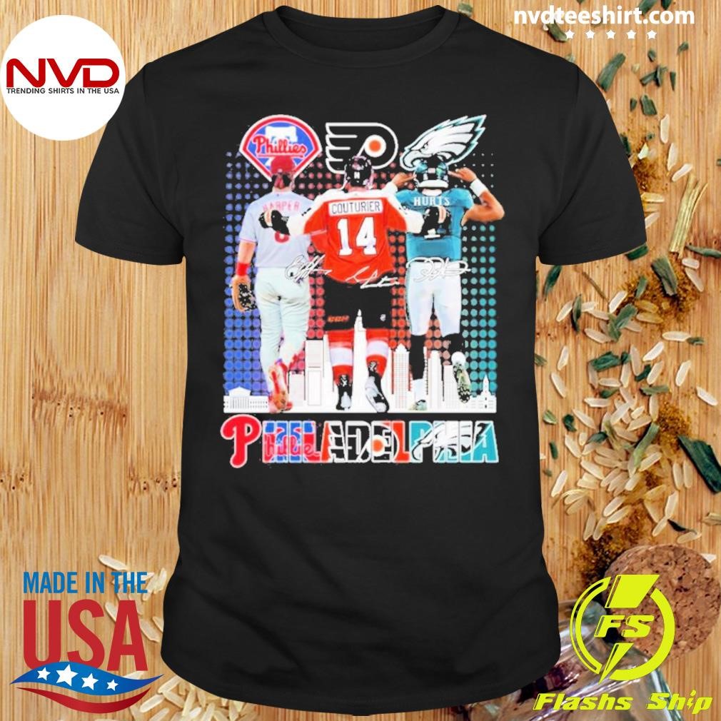 Philadelphia Sean Couturier, Bryce Harper And Jalen Hurts Signatures 2024 Shirt