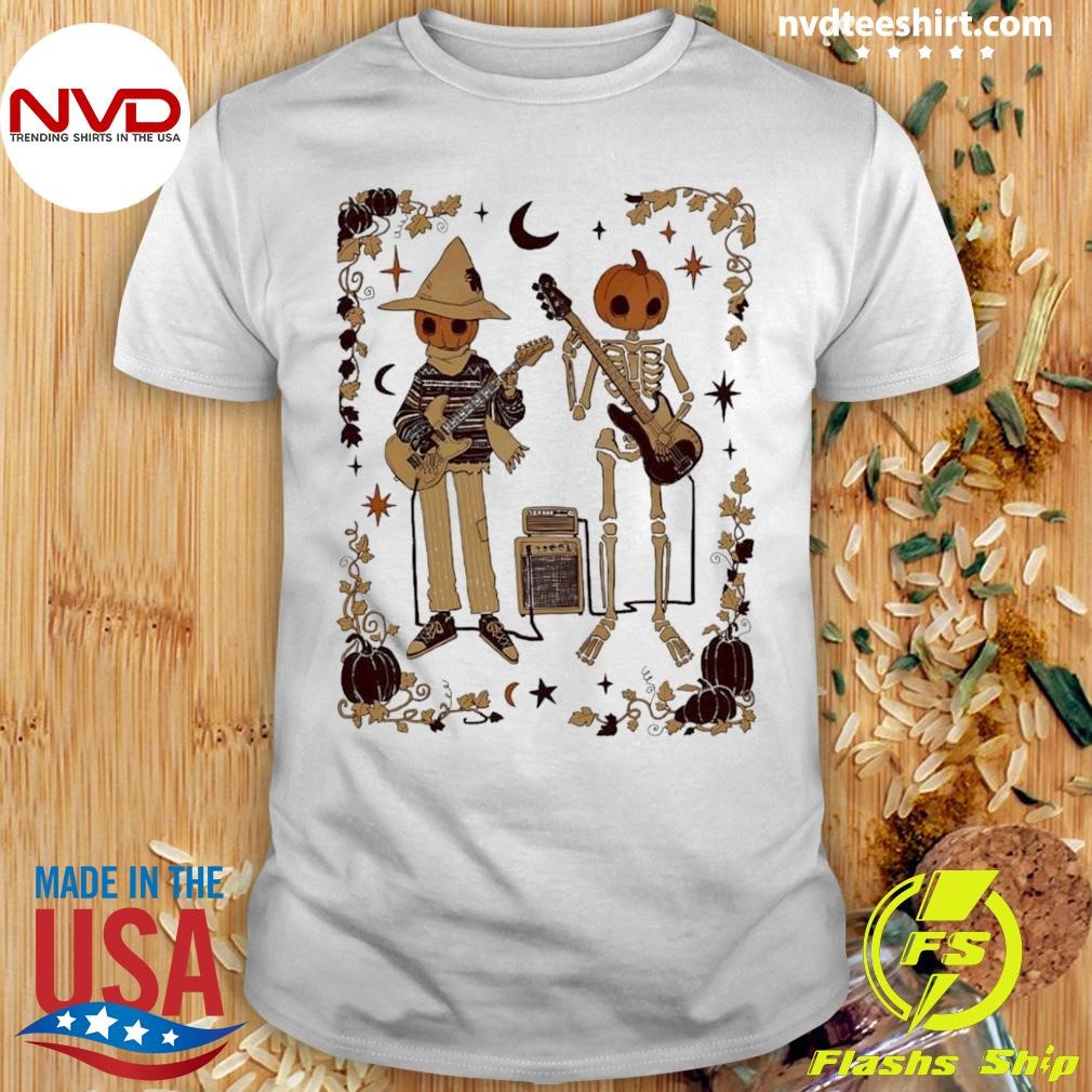 Pumpkin Punk Playing Guitar Halloween 2024 Shirt