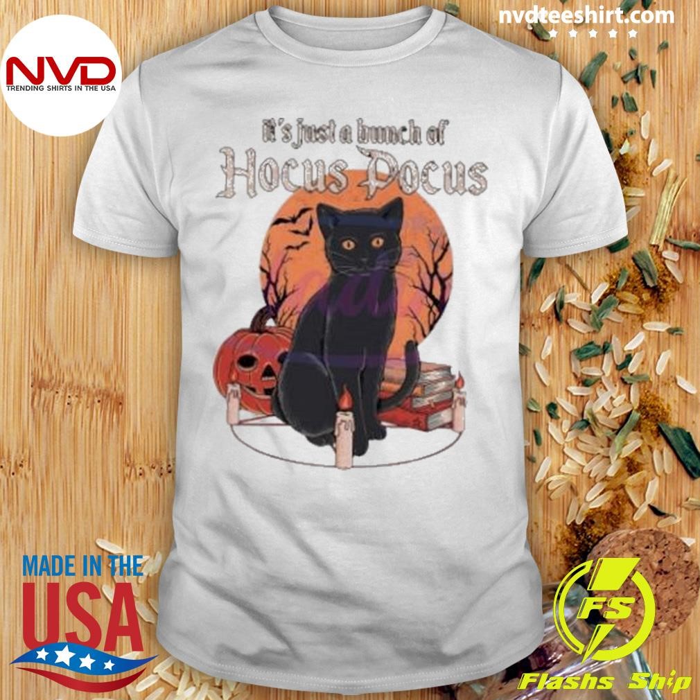 Retro Vintage Its Just A Bunch Of Hocus Pocus Black Cat 2024 Shirt