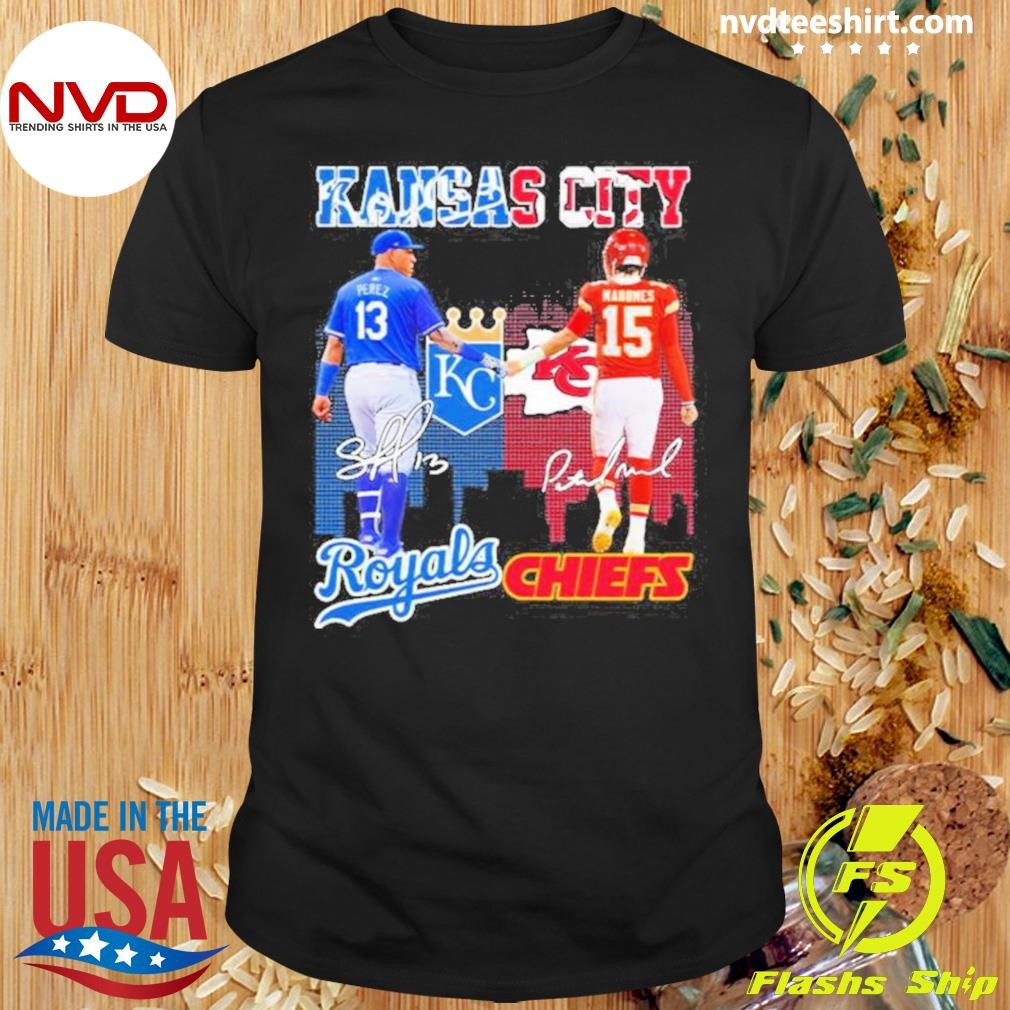 Salvador Pérez And Patrick Mahomes Kc Royals And Kc Chiefs Signatures 2024 Shirt