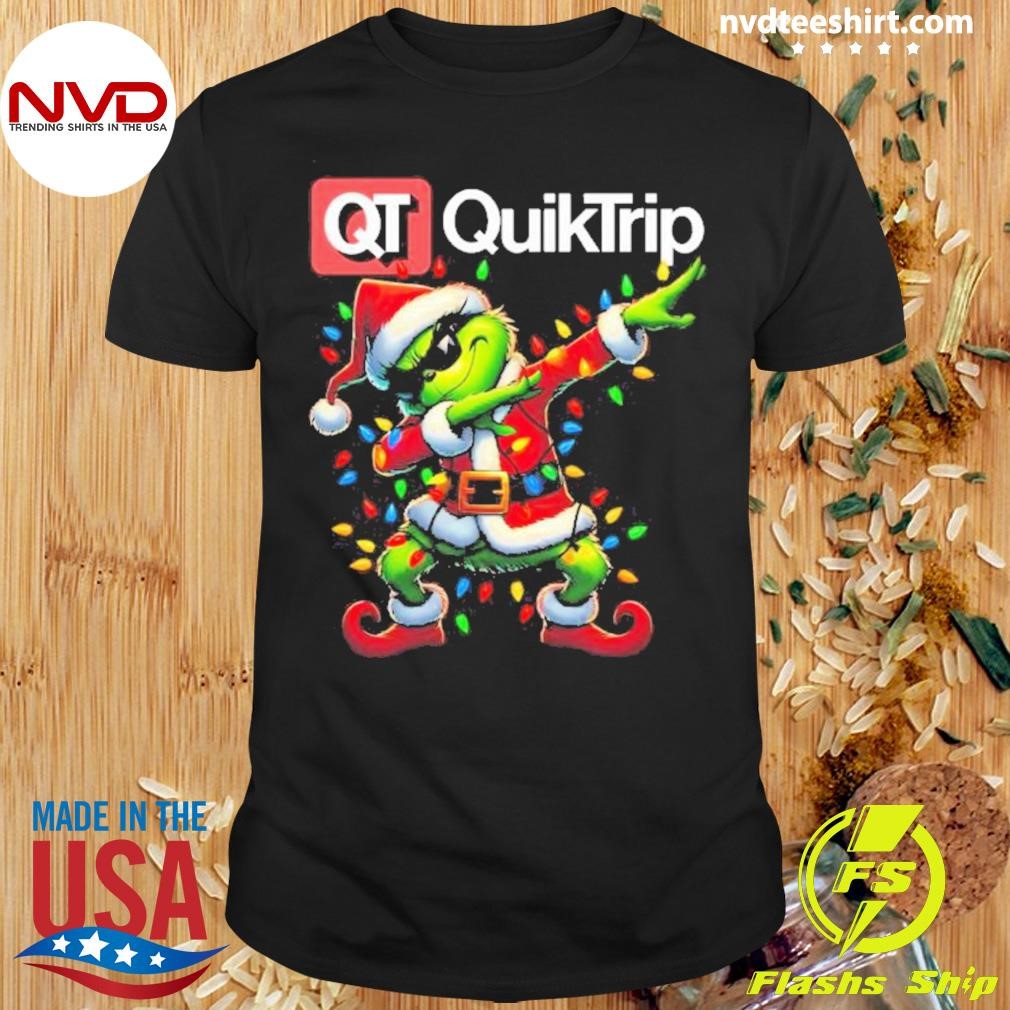 Santa Grinch Dabbing QuikTrip Merry Christmas 2024 Light Shirt