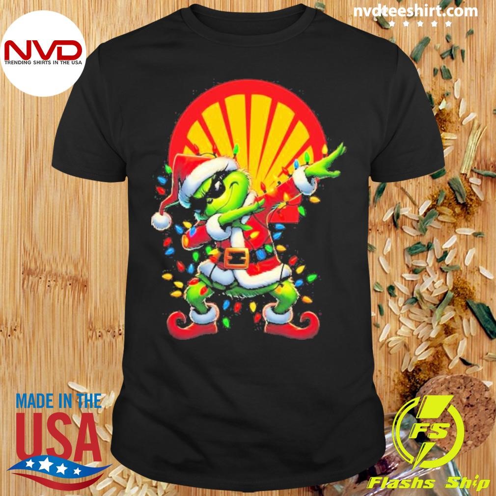 Santa Grinch Dabbing Shell Merry Christmas 2024 Light Shirt