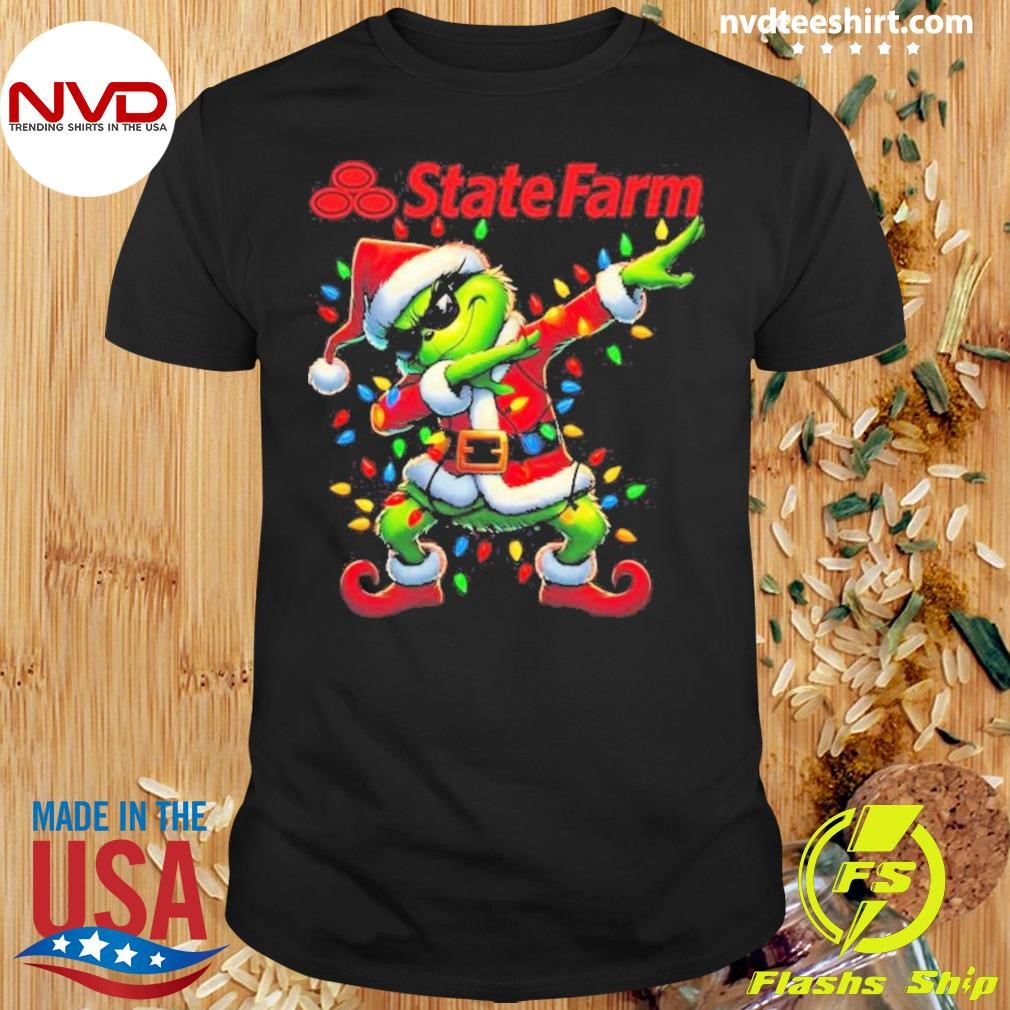 Santa Grinch Dabbing State Farm Merry Christmas 2024 Light Shirt