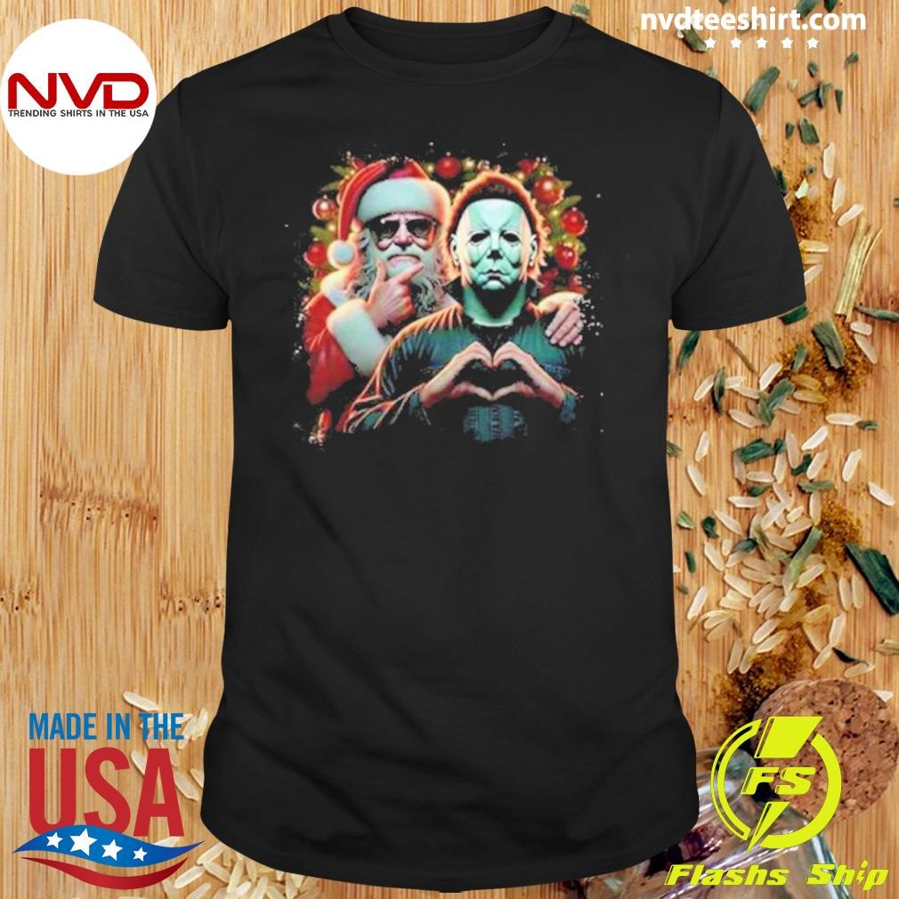 Santa and Michael Myers Merry Christmas 2024 Shirt