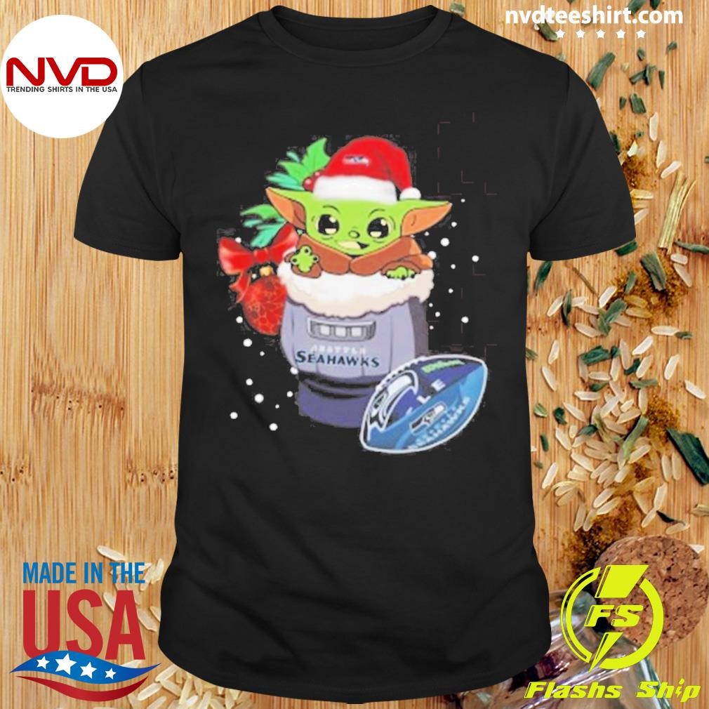 Seattle Seahawks Baby Yoda Merry Christmas 2024 Shirt