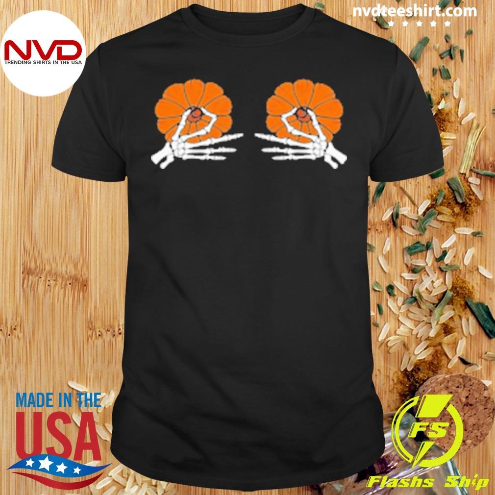 Skeleton Hands Holding Pumpkins Halloween 2024 Shirt