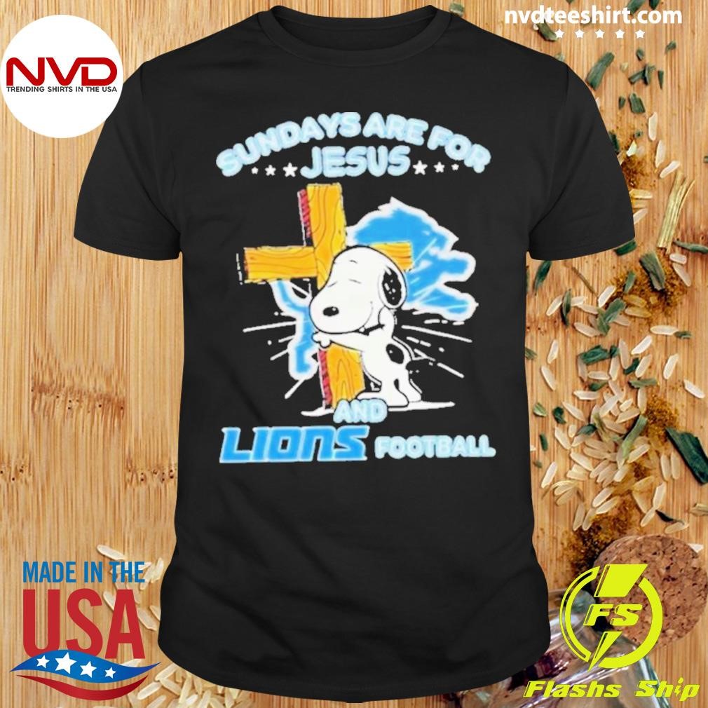 Snoopy Sundays Are For Jesus And Detroit Lions Football 2024 Shirt