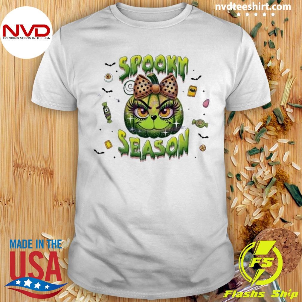 Spooky Season Glitter Coquette Pumpkin Grinch 2024 Shirt