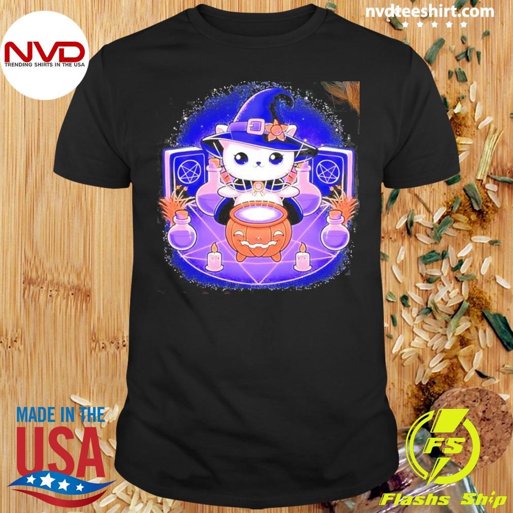 Spooky Witch Cat Halloween 2024 Shirt