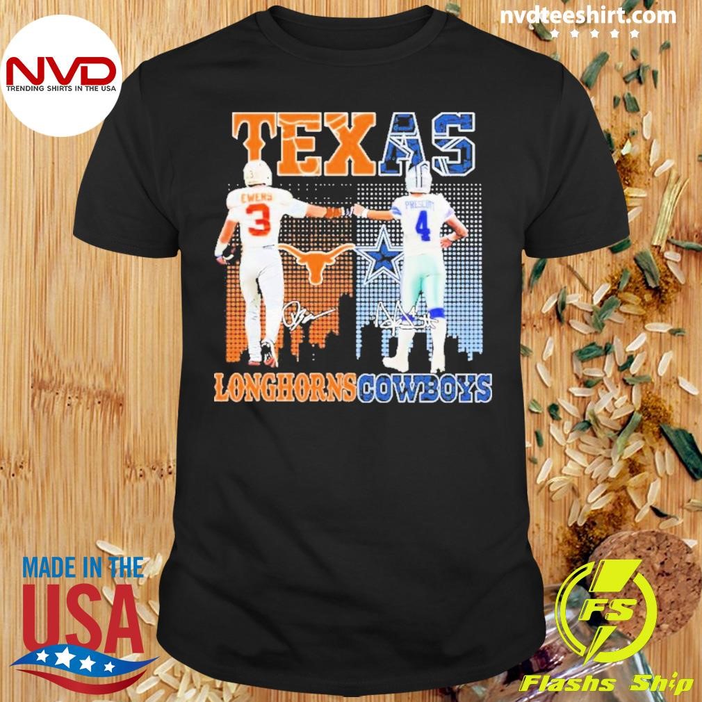 Sports Ewers Texas Longhorns X Prescott Dallas Cowboys 2024 Shirt