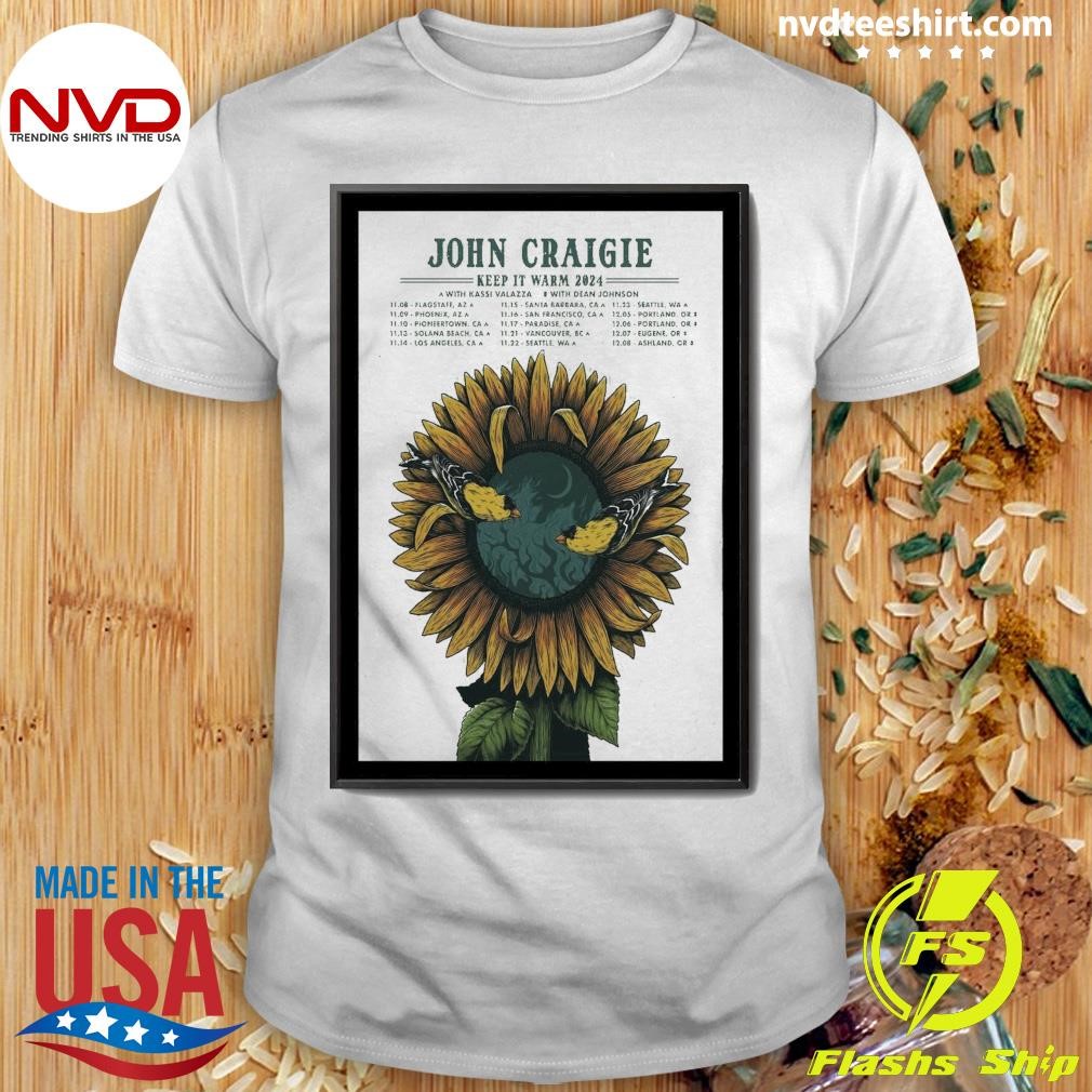 Sunflower John Craigie Keep It Warm 2024 Show Shirt