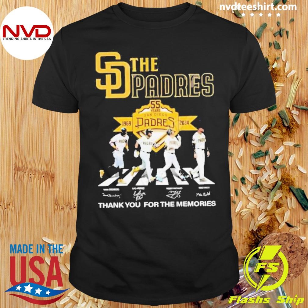 The Memories Signatures San Diego Padres 55 Year Of 1969-2025 Thank You For Shirt