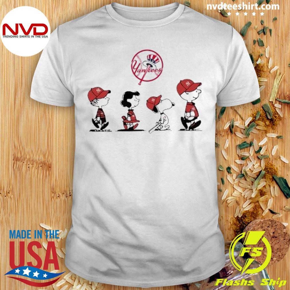 The Peanuts Characters Walking New York Yankees Baseball 2024 Shirt