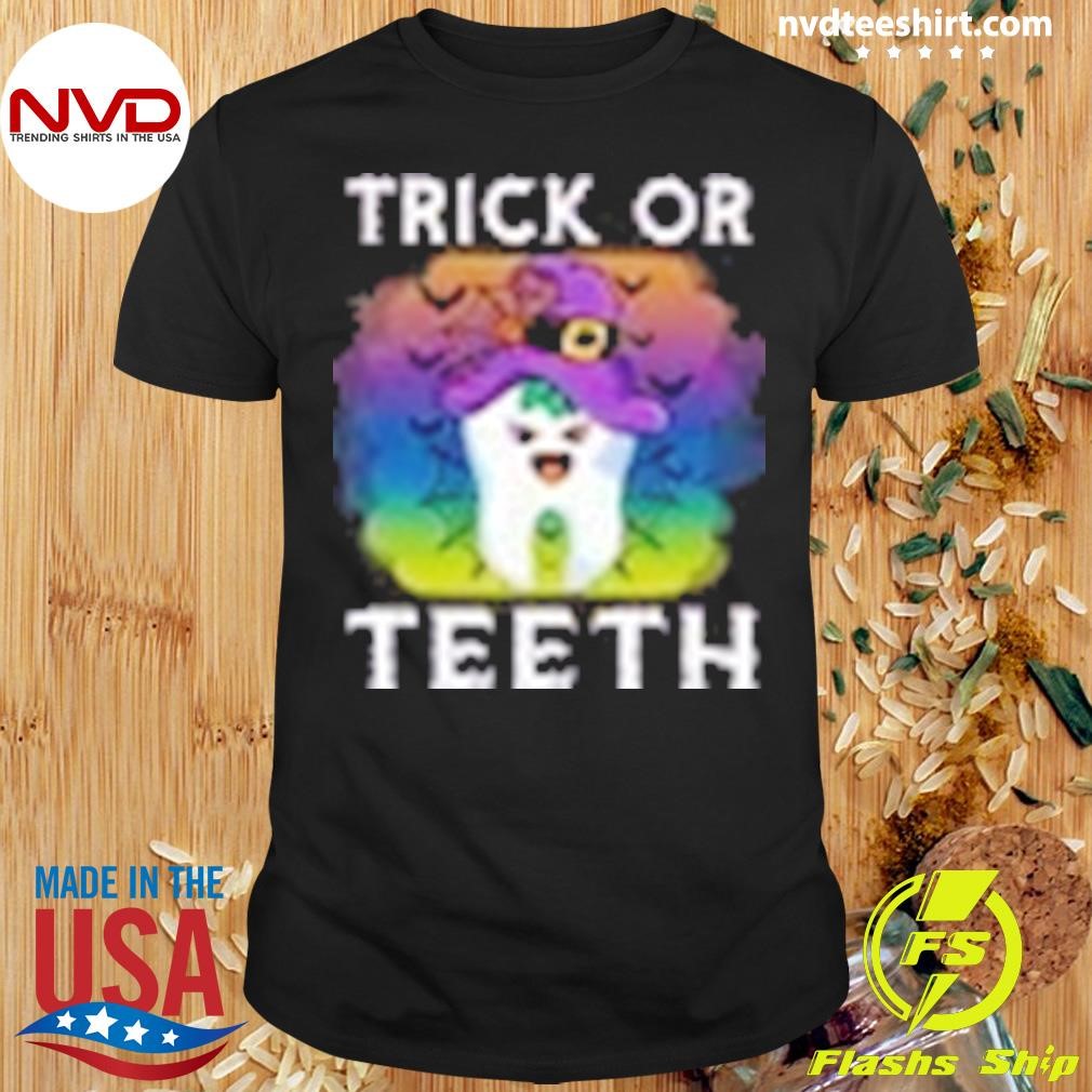 Trick Or Teeth Halloween Dental Squad Gift Hooded Wearable Blanket Shirt