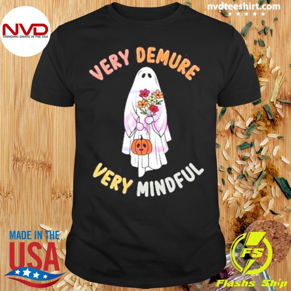 Very Demure Very Cutesy Halloween Floral Cute Ghost 2024 Shirt