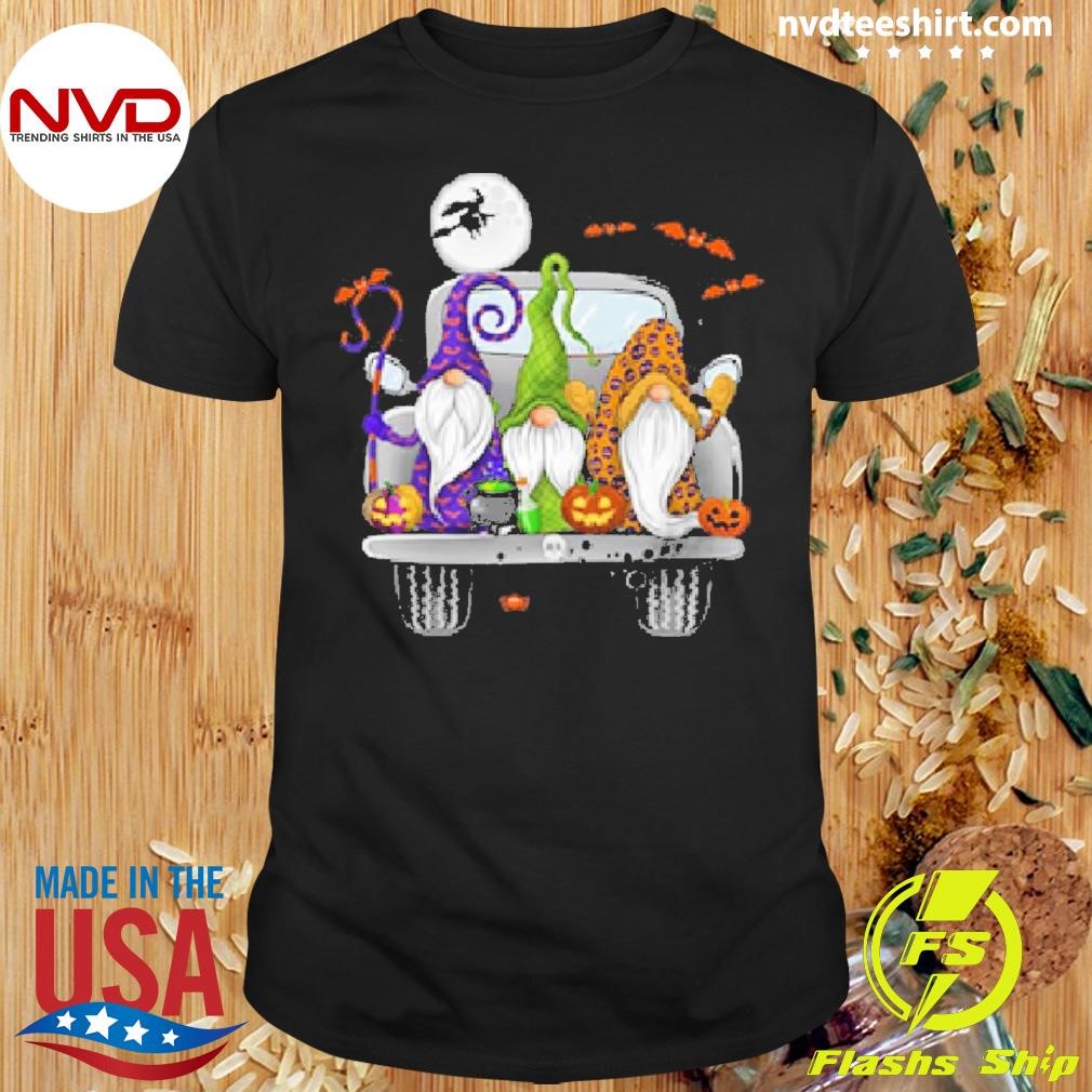 With Truck Cute Gnomes Happy Halloween Gnomes 2024 Shirt