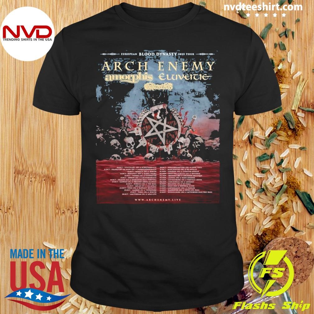 Arch Enemy European Blood Dynasty 2025 Tour Poster Shirt