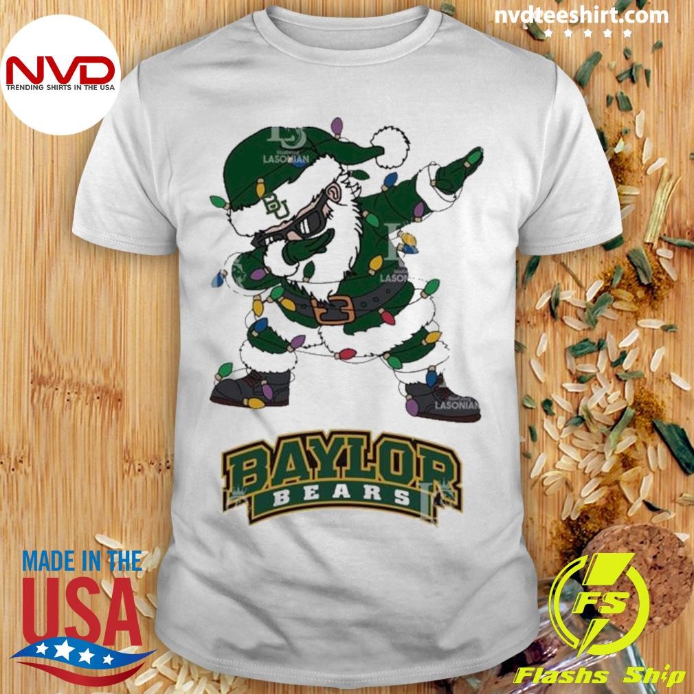 Baylor Bears Dabbing Santa Claus Ugly Christmas Light Shirt