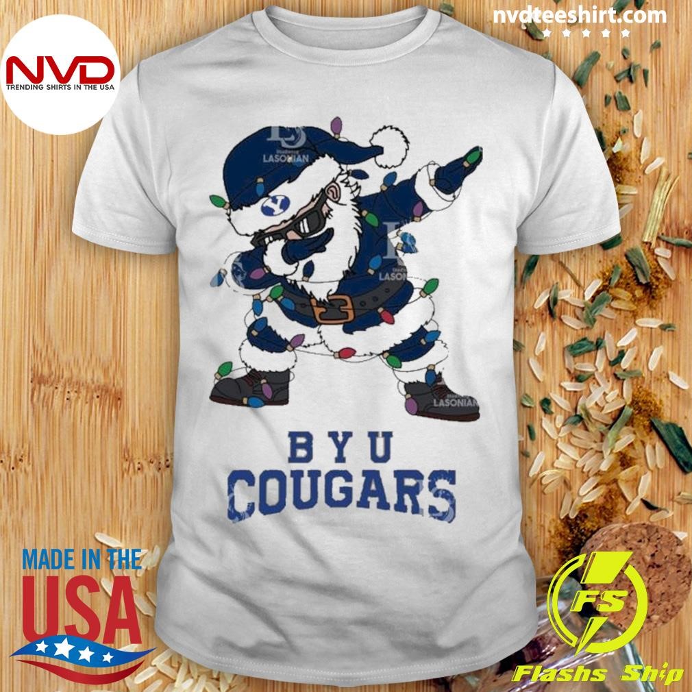 Byu Cougars Dabbing Santa Claus Ugly Christmas Light Shirt