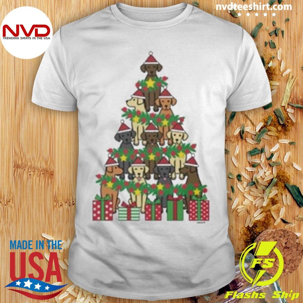 Christmas 2024 Tree Labradors Four Fitted Shirt