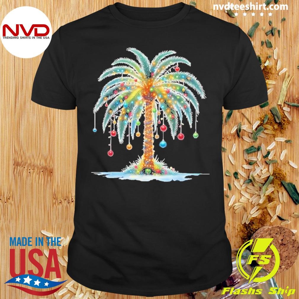 Christmas Palm Tree Print 2024 Shirt