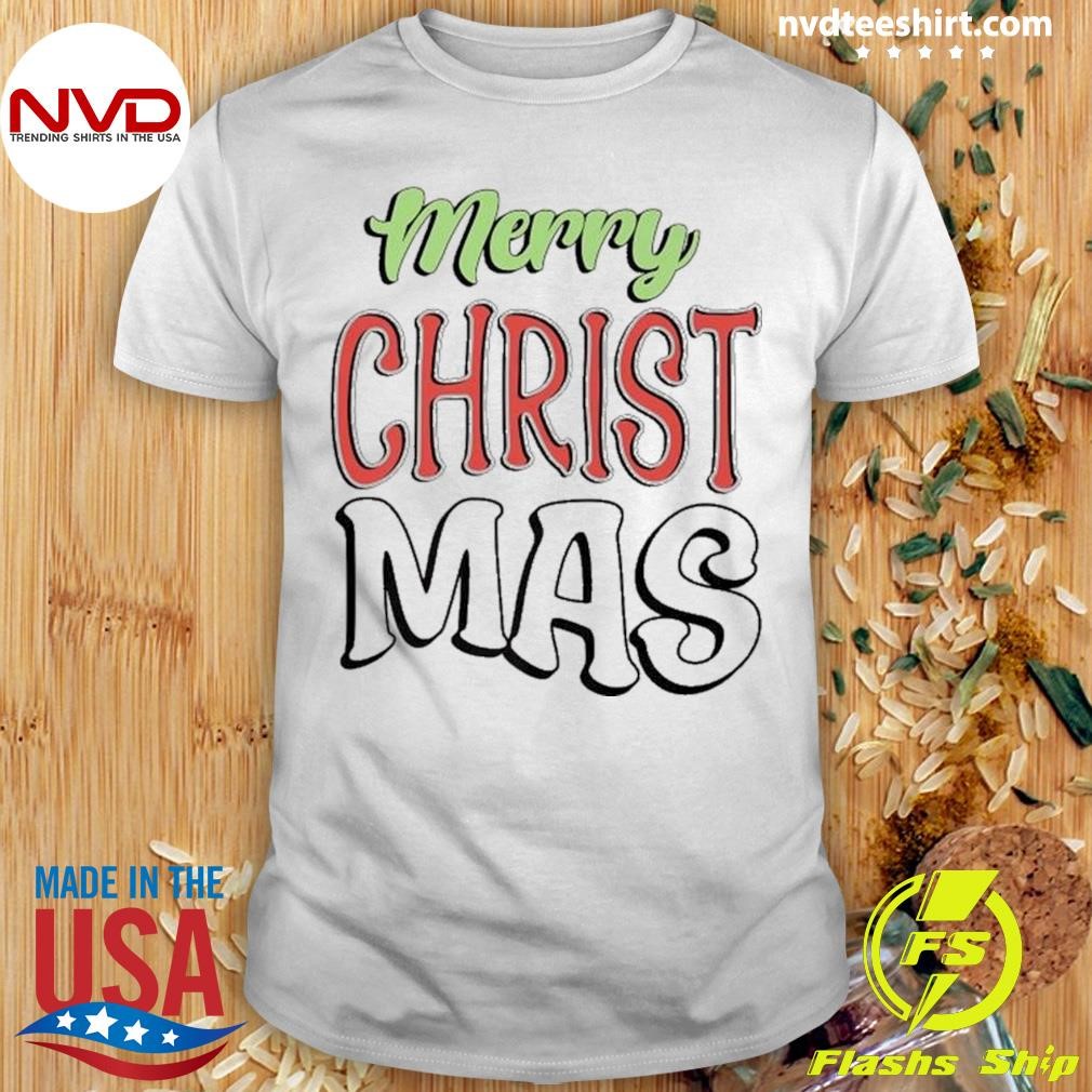 Colorful red white green merry Christmas 2024 Shirt