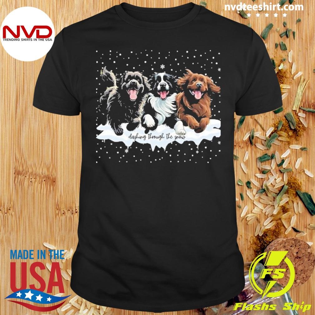 Dashing Through The Snow Newfoundland Dogs Christmas 2024 Shirt