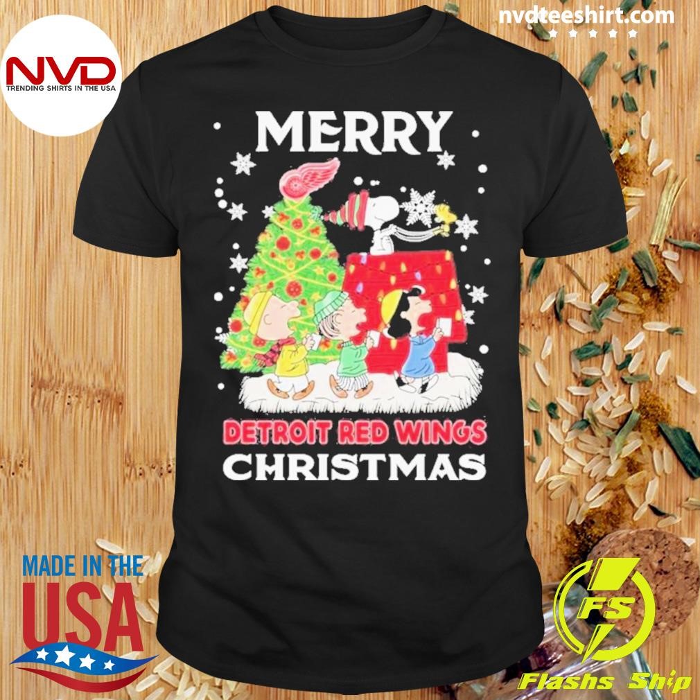 Detroit Red Wings Merry Snoopy Peanuts Christmas 2024 Shirt