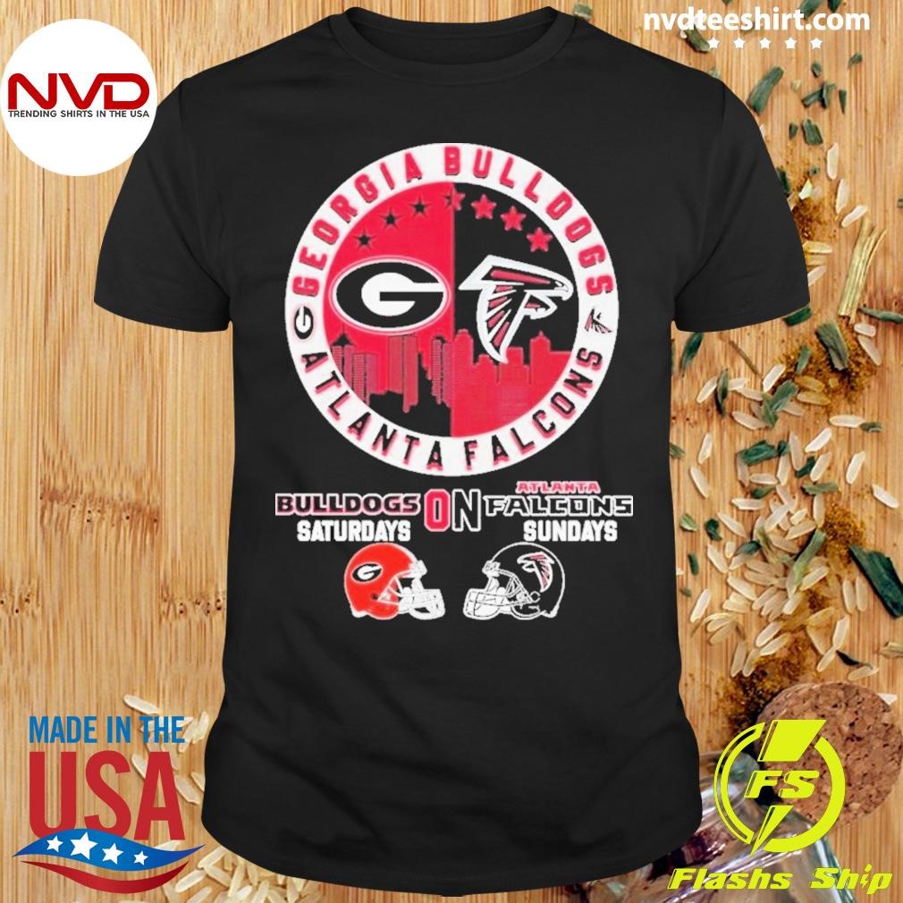 Georgia Bulldogs On Saturdays x Atlanta Falcons On Sunday Helmet Cirt Shirt