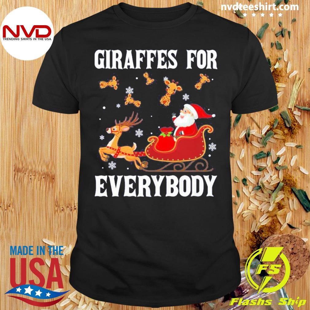 Giraffes For Everybody Christmas Santa Claus Giraffe Shirt