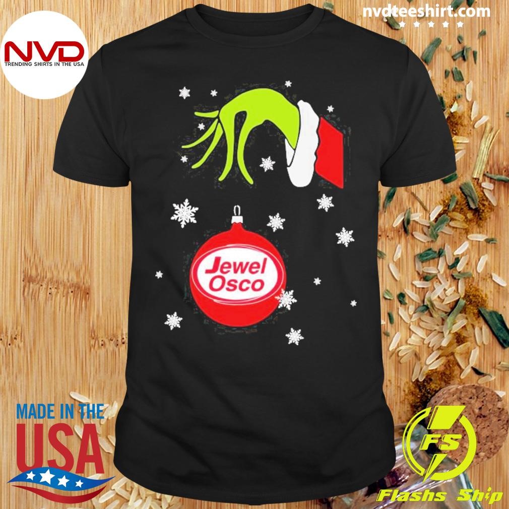 Grinch Hand holding Ornament Jewel Osco Snowflake Christmas 2024 Shirt