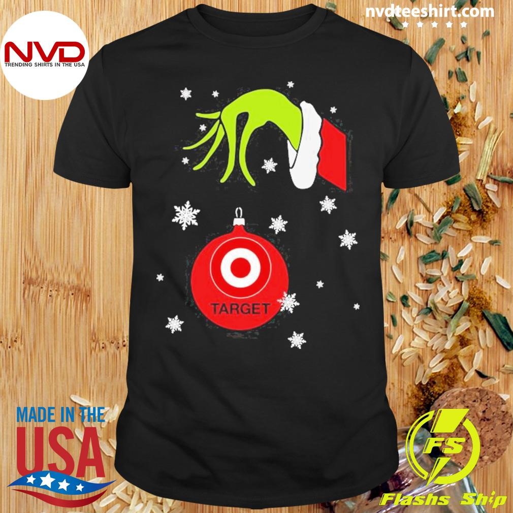 Grinch Hand holding Ornament Target Snowflake Christmas 2024 Shirt