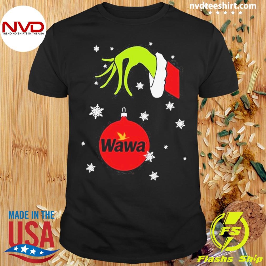 Grinch Hand holding Ornament Wawa Snowflake Christmas 2024 Shirt