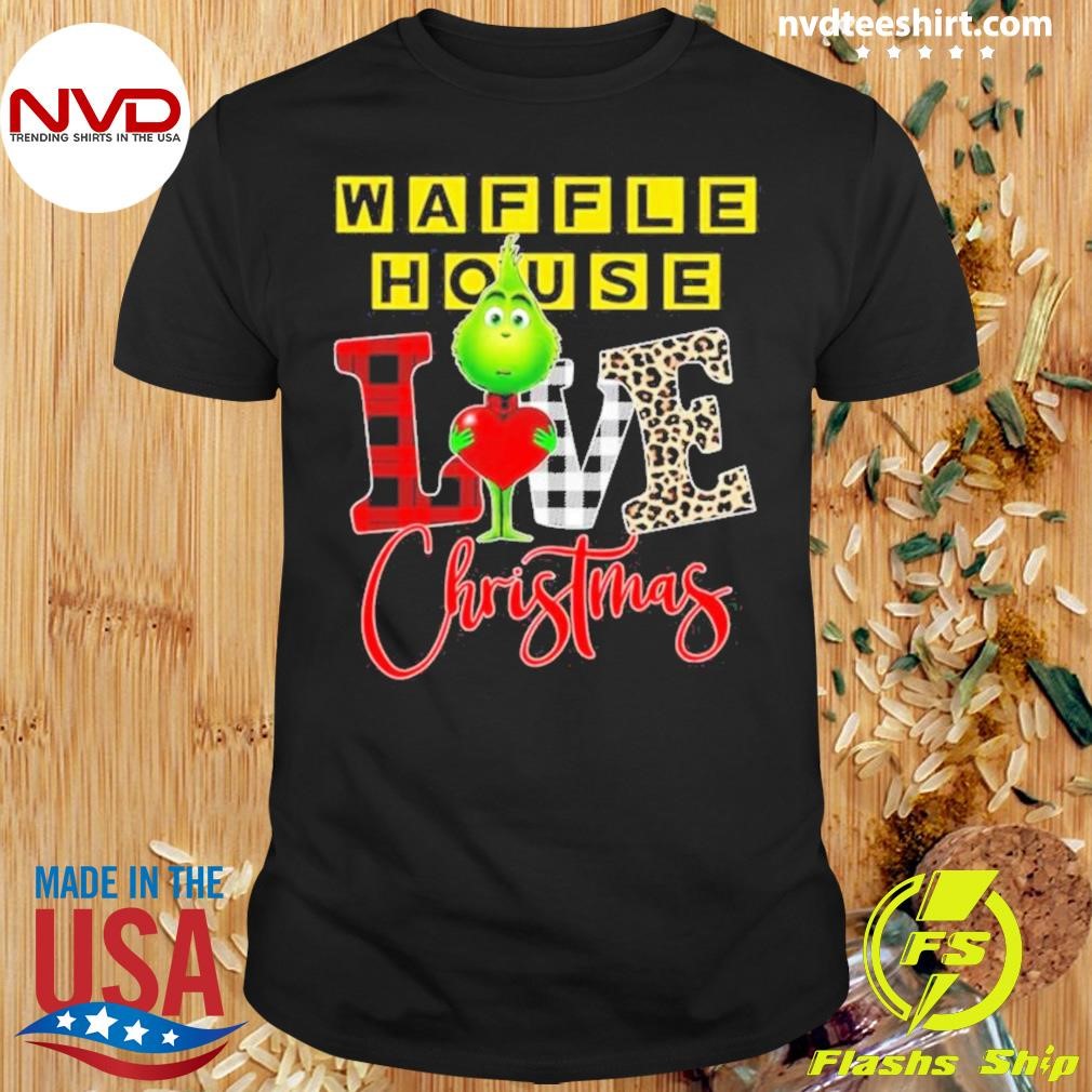 Grinch Hug Heart Waffle House Love Christmas Shirt