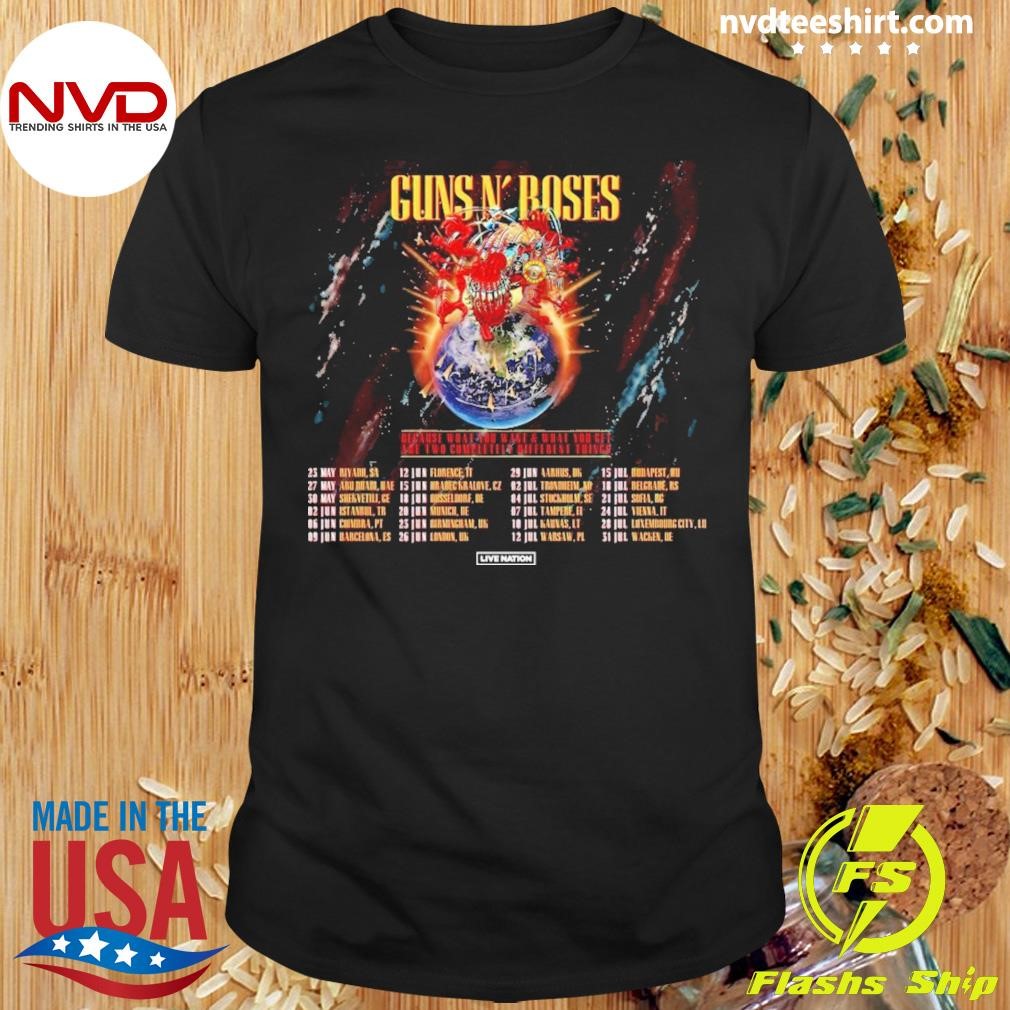 Guns N Roses European And Middle East Tour 2025 Poster Shirt