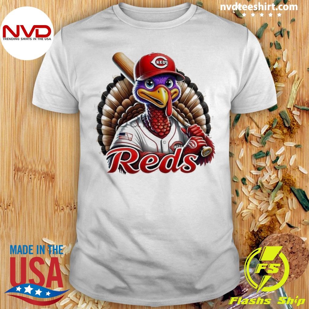 Happy Thanksgiving Cincinnati Reds Baseball Turkey 2024 Shirt