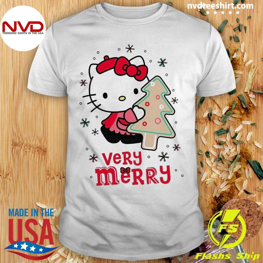 Hello Kitty Cat Very Merry Christmas Shirt